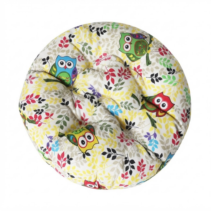 Anypillow Round Yellow Printed Chair Pad – Soft Seat Cushion