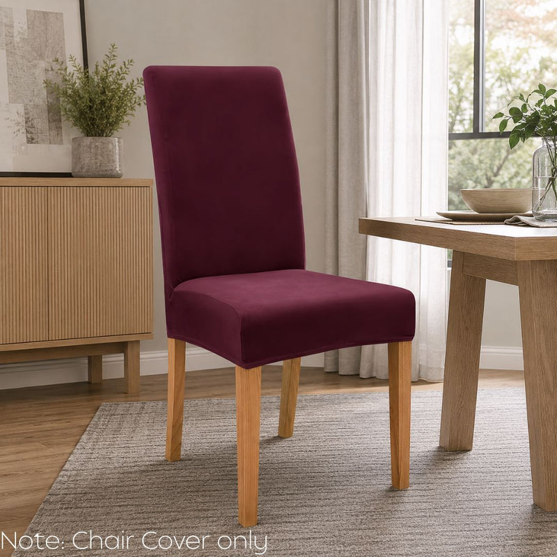 Anyseat Purple Velvet Dining Chair Cover – Plush Stretchable Slipcover for Kitchen & Dining Room Chairs