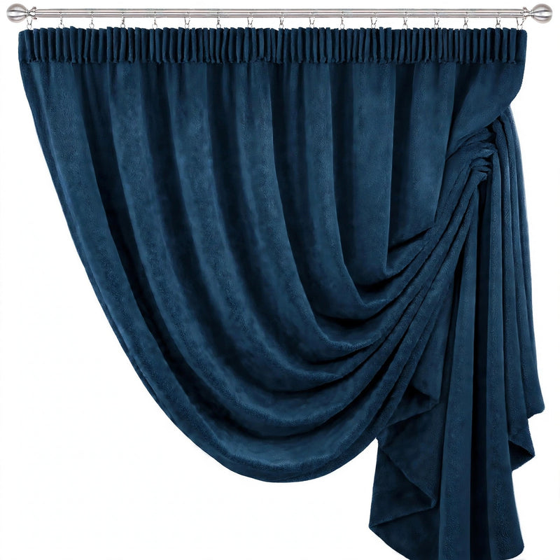 Anydrape Luxury Ocean Blue Curtains Blackout Velvet Dining Windows