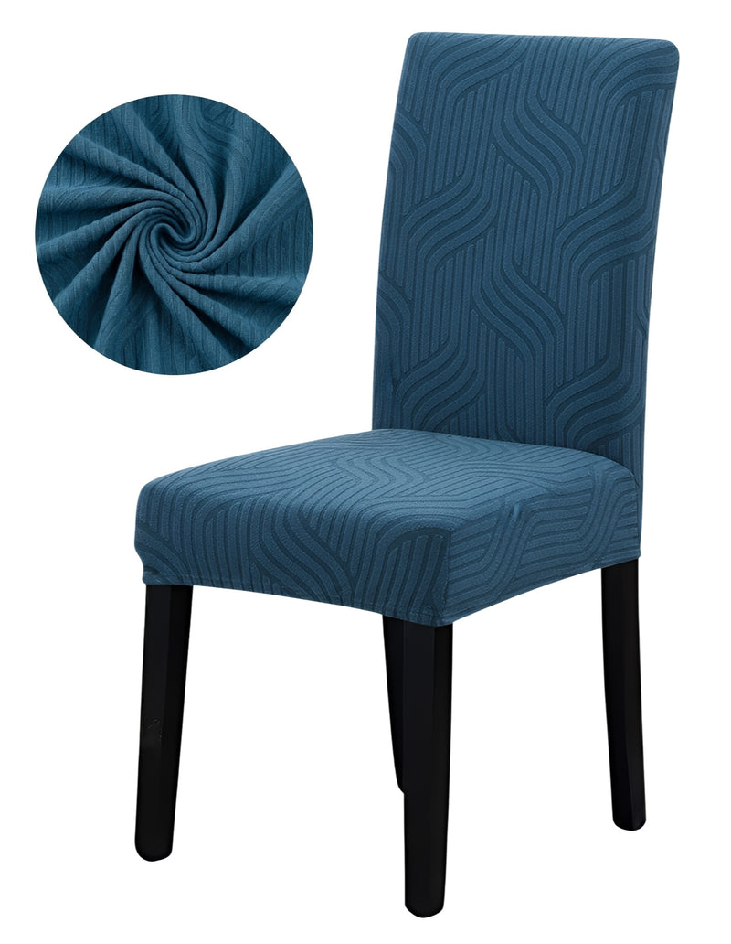 Anyseat Blue Linear Knitted Chair Cover – Elastic Anti‑Dirt Design for Dining, Kitchen, Wedding, Hotel & Banquet Use