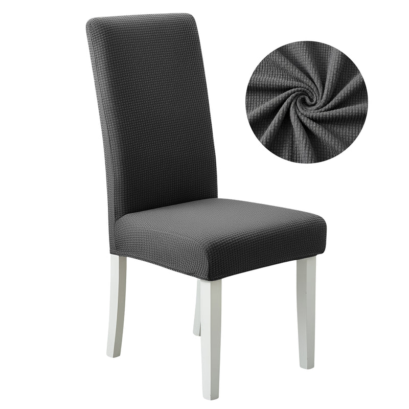 Anyseat Dark Grey Waterproof Chair Cover – Corn Kernel Pattern Stretch Slipcover for Dining Room