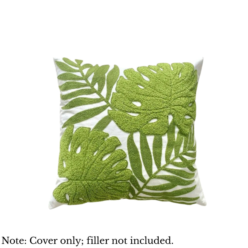 Anypillow Green Fern Leaves Embroidered Pillowcase Decorative Cushion Cover