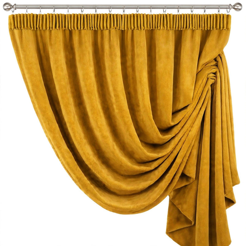 Anydrape Mustard Velvet Blackout Curtains – High‑Quality Modern Luxury Drapes for Living Room, Bedroom & Dining Windows