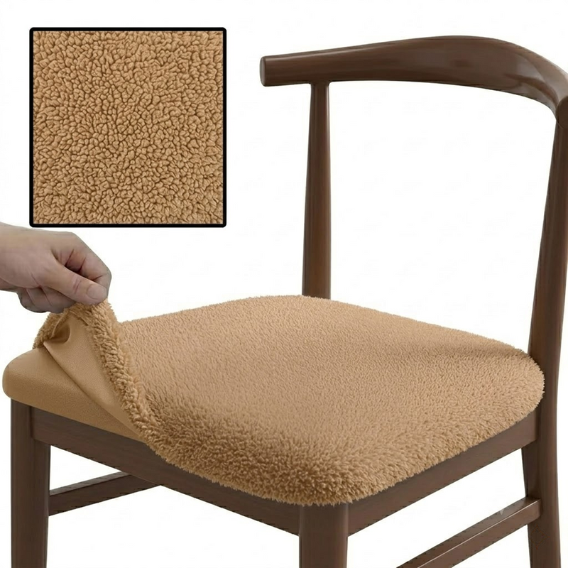 Anyseat Light Brown Fur Stretch Chair Cover – Washable, Removable Dining & Kitchen Seat Protector