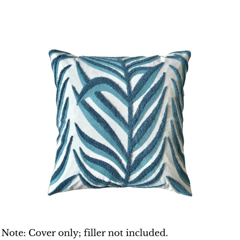 Anypillow Blue Palm Leaves Embroidered Pillowcase Decorative Cushion Cover