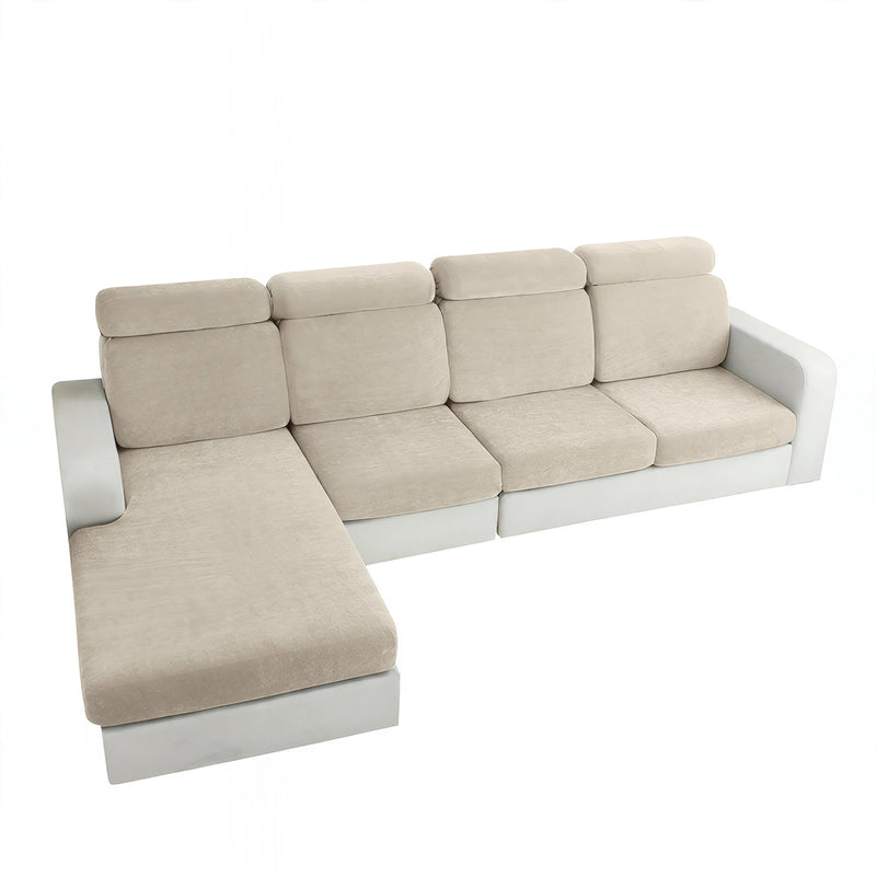 Anyseat L‑Shape Sofa Cover Beige Chenille Polyester Thick Stretchable Cushion Protector for Living Room