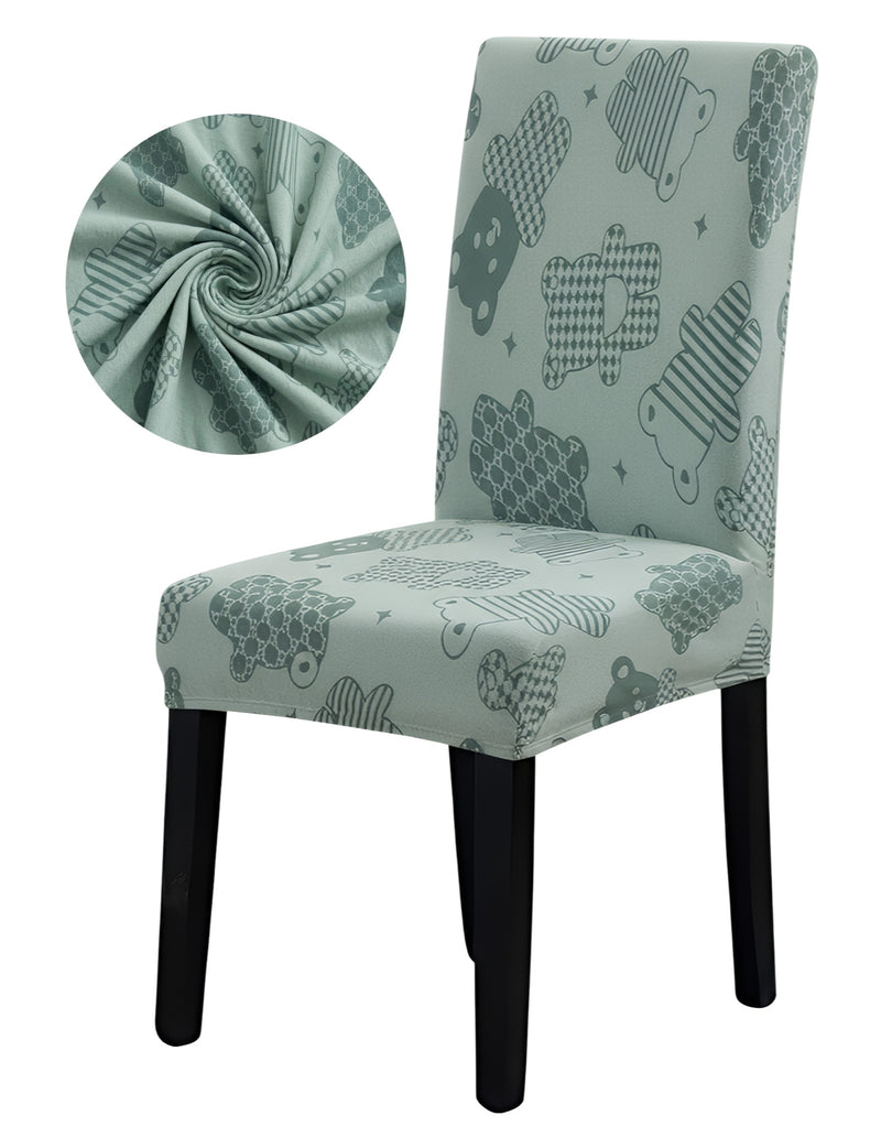 Anyseat Green Bear Knitted Chair Cover – Elastic Anti‑Dirt Design for Dining, Kitchen, Wedding, Hotel & Banquet Use