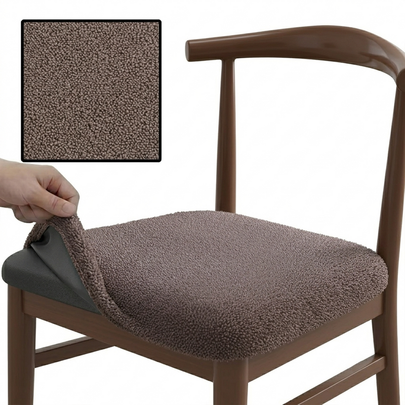 Anyseat Brown Fur Stretch Chair Cover – Washable, Removable Dining & Kitchen Seat Protector