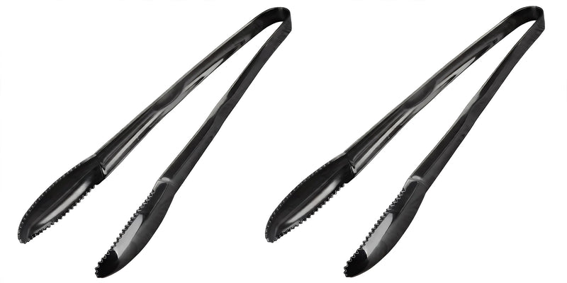 Anygleam Black Stainless Steel Tong – 2pcs Clip Tableware for Salad, BBQ & Grill Party Accessory