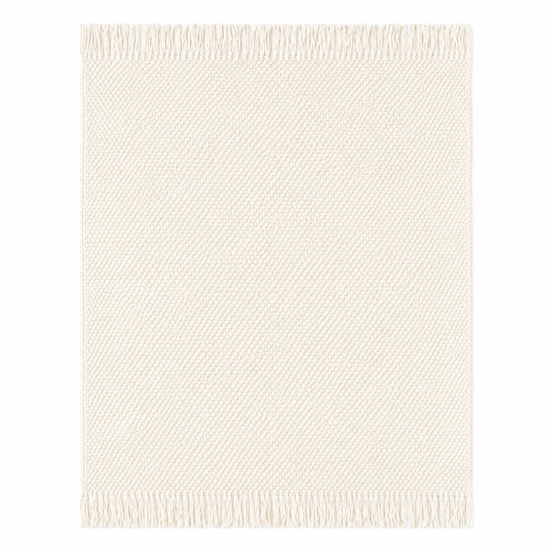 Anycozy White Knitted Waffle Throw Blanket – Soft Tassel Sofa & Bed Cover