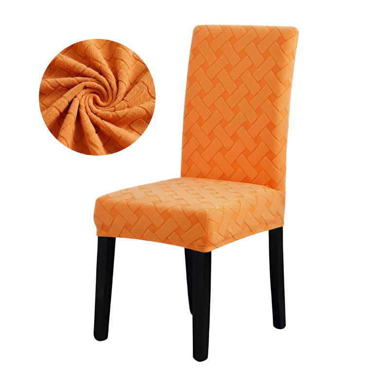 Anyseat Orange Knitted Chair Cover – Elastic Anti‑Dirt Design for Dining, Kitchen, Wedding, Hotel & Banquet Use