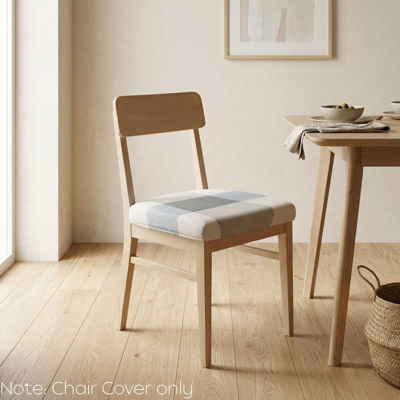 Anyseat Beige Light Blue Simple Pattern Print Chair Cover – Stretch Washable Removable Seat Cover for Dining & Kitchen