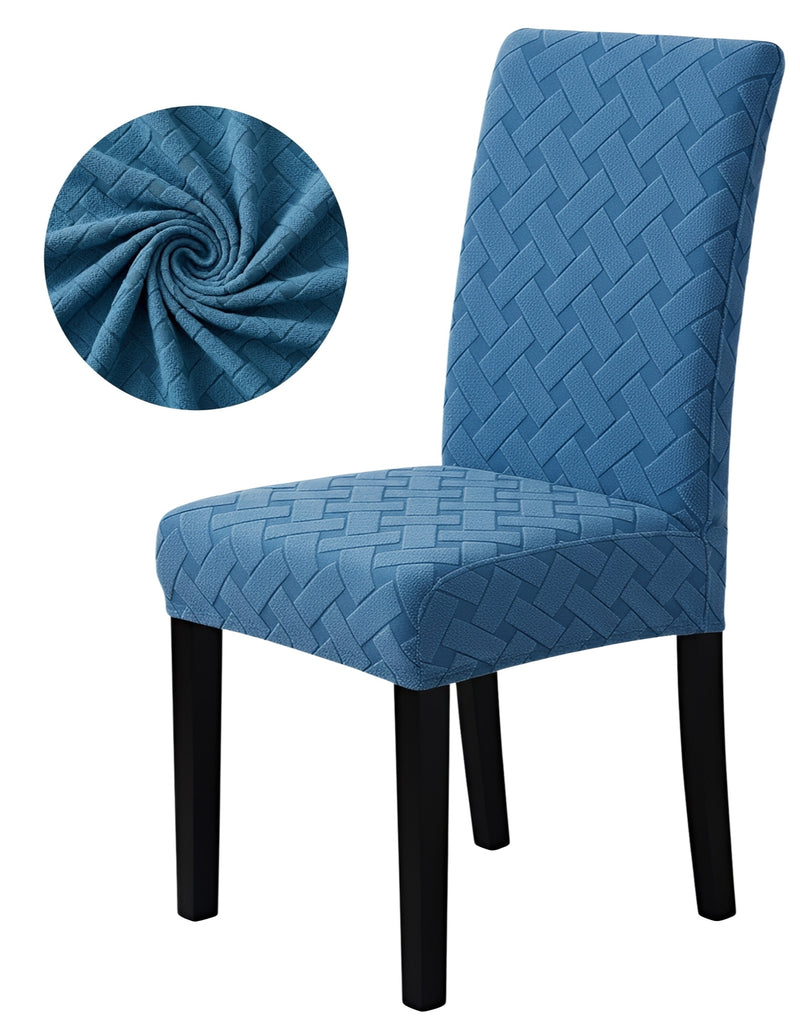 Anyseat Blue Knitted Chair Cover – Elastic Anti‑Dirt Design for Dining, Kitchen, Wedding, Hotel & Banquet Use