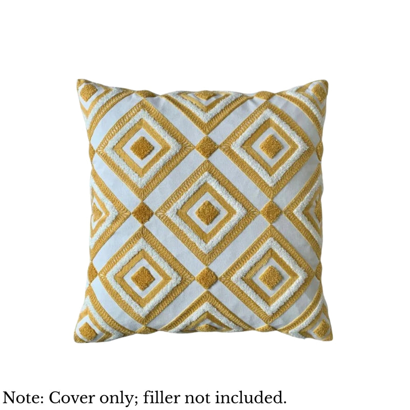 Anypillow Yellow Geometric Embroidered Pillowcase Decorative Cushion Cover