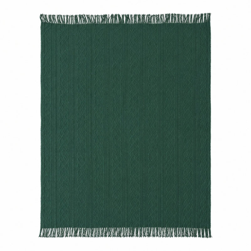 Anycozy Green Faux Cashmere Throw Blanket – Diamond Knit Sofa Cover & Home Decor Accent