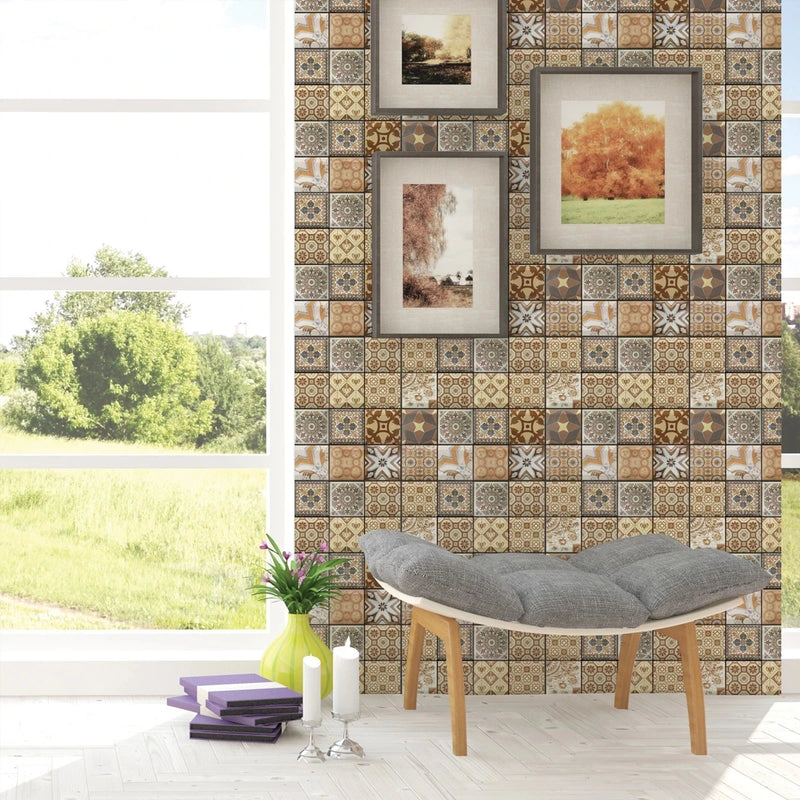 ANYHOUZ 10pcs Grey Vinyl Wall Tile Honeycomb Art Pattern 3D Waterproof