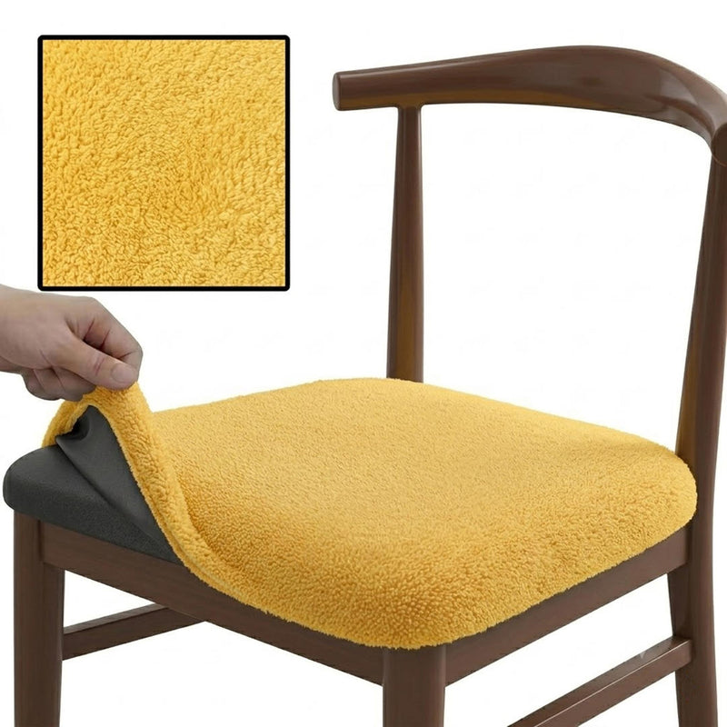 Anyseat Yellow Fur Stretch Chair Cover – Washable, Removable Dining & Kitchen Seat Protector