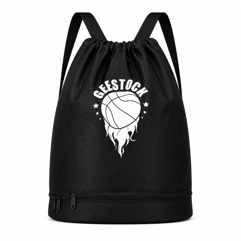 Black Basketball Drawstring Backpack – Sports Gym Bag for Players and Fans