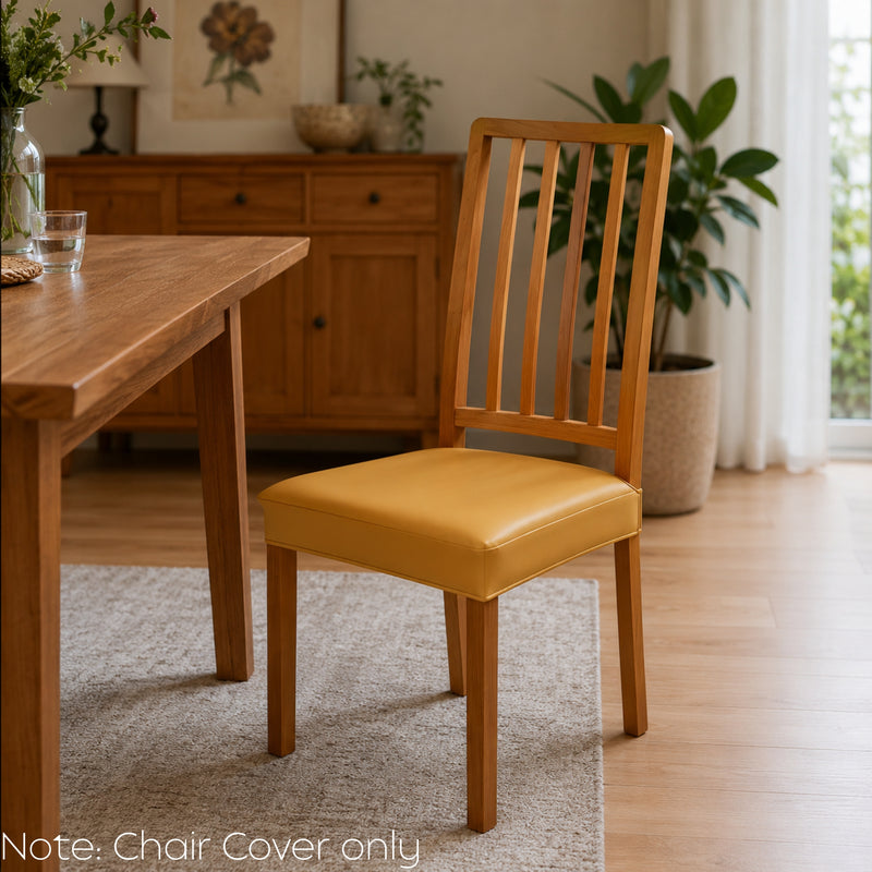 Anyseat Yellow PU Leather Chair Cover – Slipcover for Dining, Kitchen, Hotel, Banquet & Living Room Chairs