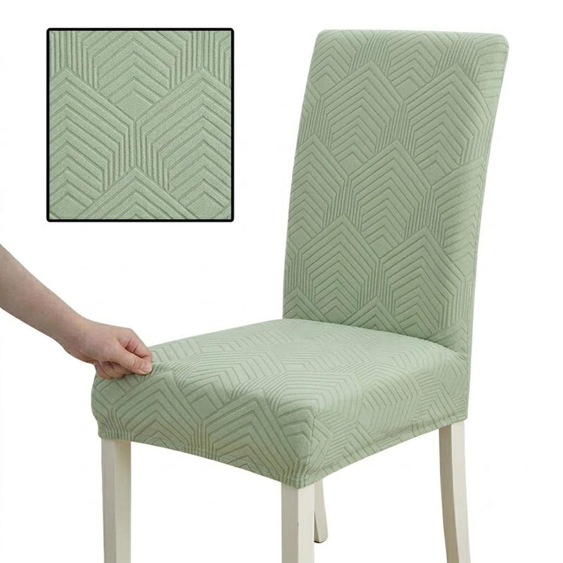 Anyseat Light Green Geometric Lines Design Chair Cover – Elastic Anti‑Dirt Design for Dining, Kitchen, Wedding, Hotel & Banquet Use