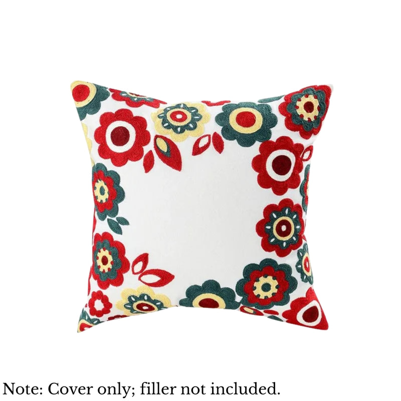 Anypillow White Floral Border Embroidered Pillowcase Decorative Cushion Cover
