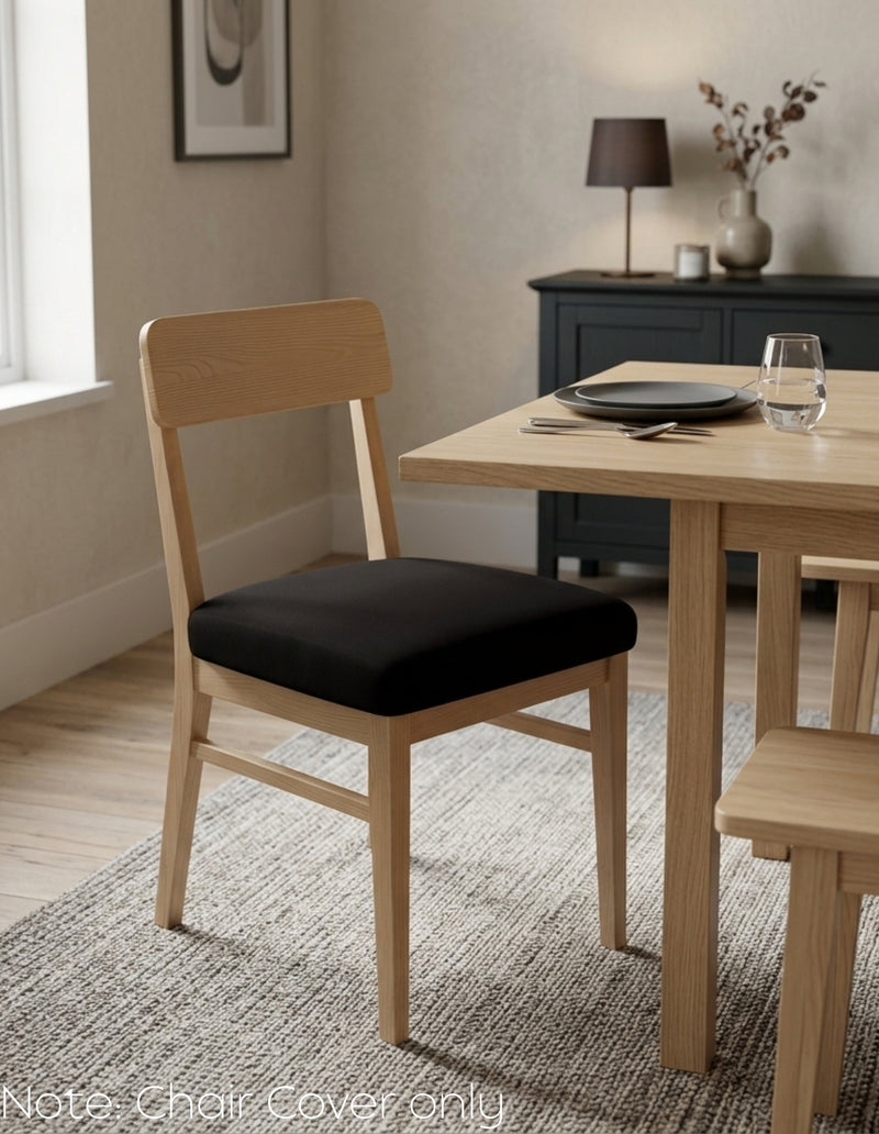 Anyseat Black Plain No Print Chair Cover – Stretch Washable Removable Seat Cover for Dining & Kitchen
