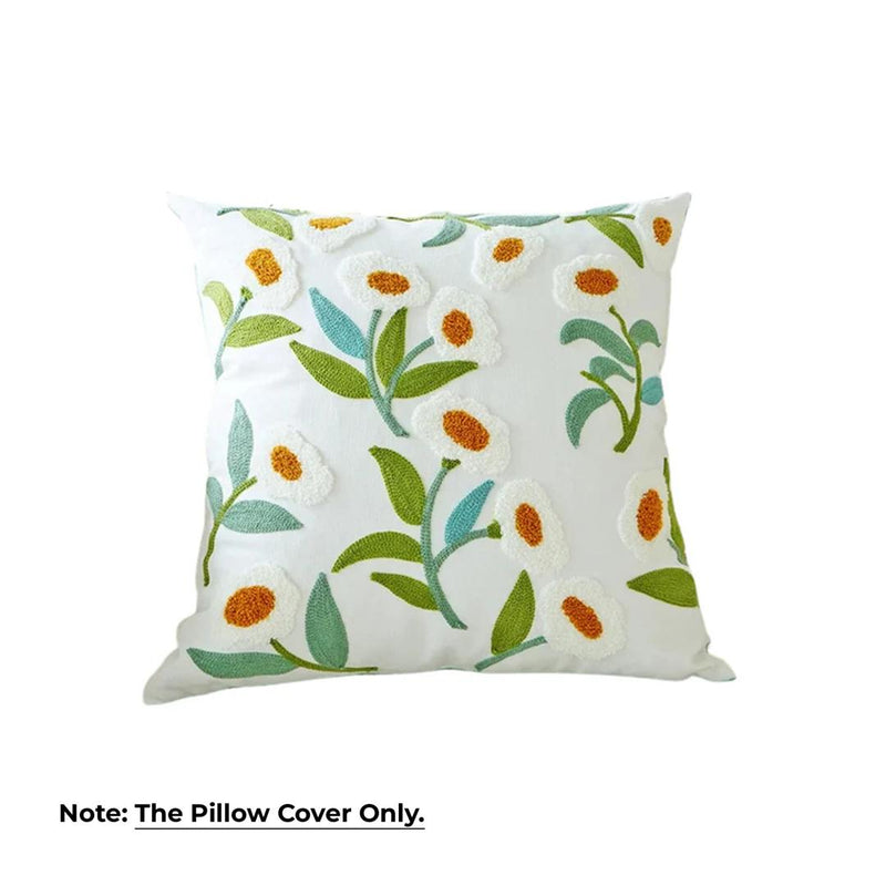 Anypillow White Flower Embroidered Pillowcase Decorative Cushion Cover