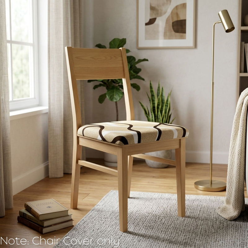 Anyseat Light Beige Brown White Print Chair Cover – Stretch Washable Removable Seat Cover for Dining & Kitchen