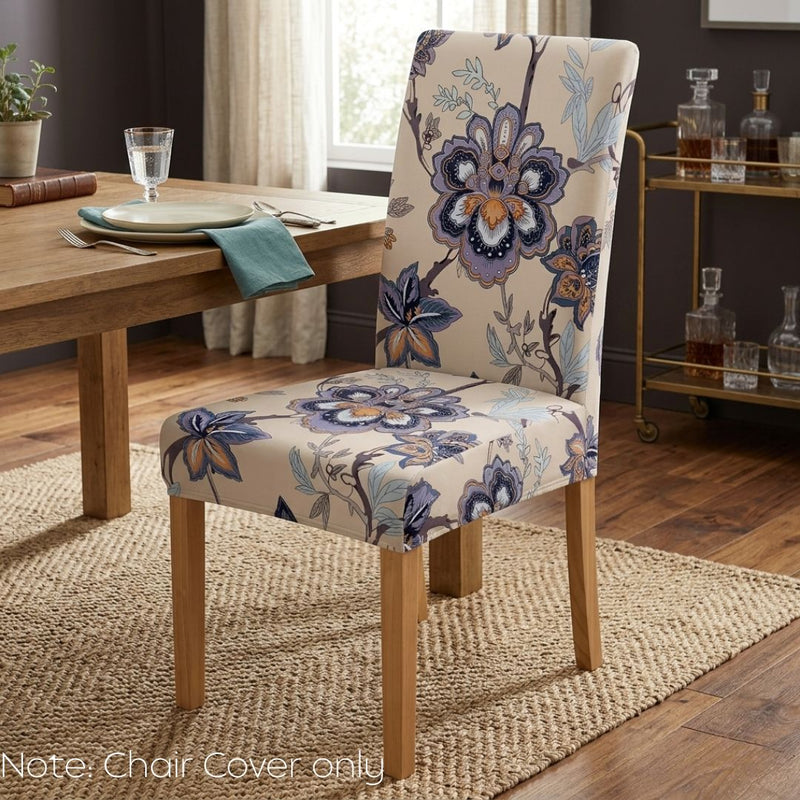Anyseat Beige Floral Pattern Print Elastic Chair Cover – Plain Dining Slipcover & Home Décor