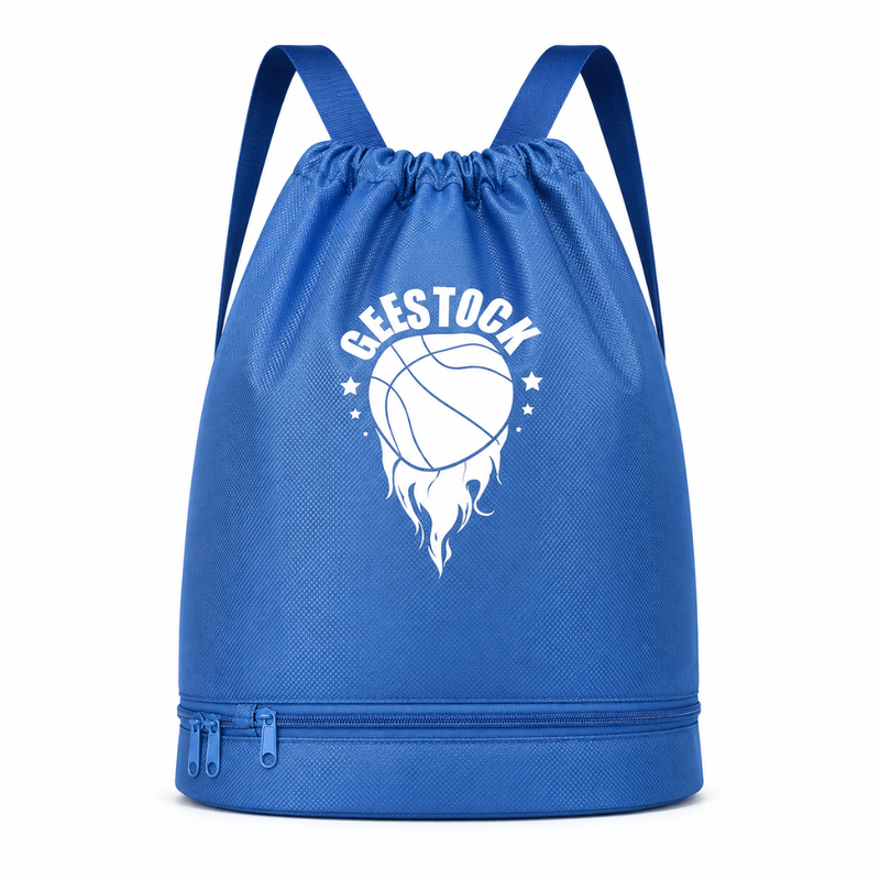 Blue Basketball Drawstring Backpack – Sports Gym Bag for Players and Fans