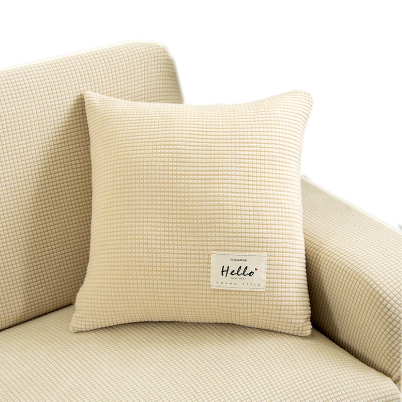 Anypillow Pillowcase 45X45Cm Beige Polyester Thick Stretchable Cushion For Living Room