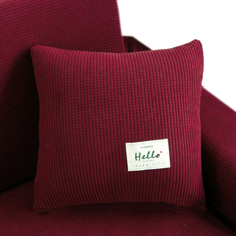 Anypillow Pillowcase 45X45Cm Wine Red Polyester Thick Stretchable Cushion For Living Room