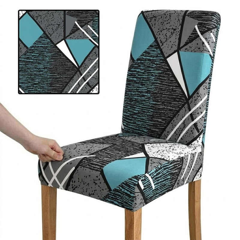 Anyseat Sky Blue Linear Pattern and Shape Design Chair Cover – Elastic Slipcover with Anti‑Dirt Protection for Dining Room, Kitchen, Wedding, Hotel, Banquet & Restaurant