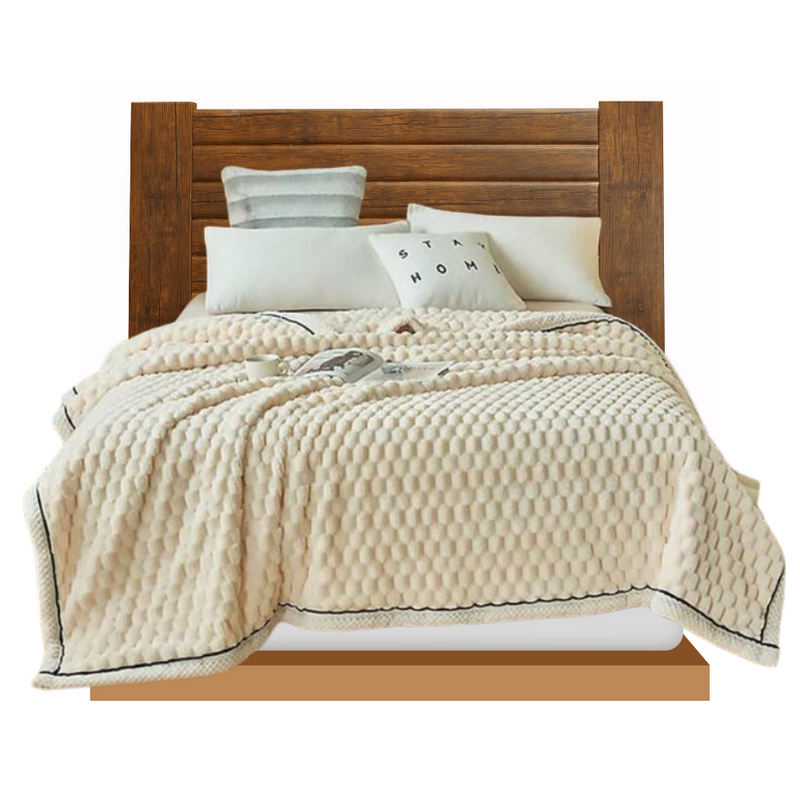 Anycozy Beige Velvet Soft Fluffy Warm Throw Blanket
