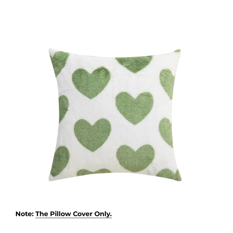 Anypillow Green Heart Decorative Cushion Cover – Soft Throw Pillowcase for Sofa & Bed