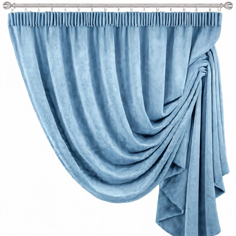 Anydrape Light Blue Velvet Blackout Curtains – High‑Quality Modern Luxury Drapes for Living Room, Bedroom & Dining Windows
