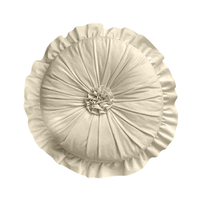 ANYHOUZ Flower Shaped Round Velvet Cushion with Soft Filling