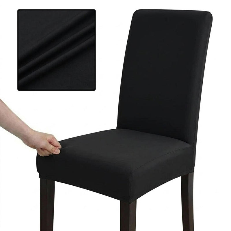 Anyseat Black Elastic Chair Cover – Plain Dining Slipcover & Home Décor