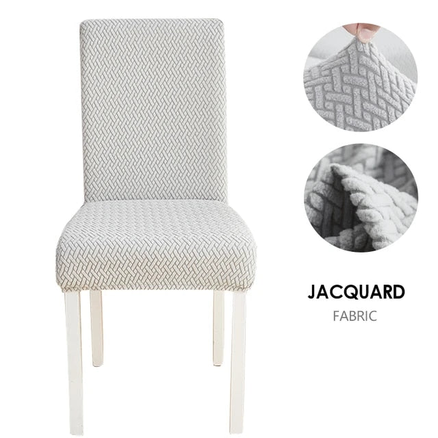 Anyseat Chair Cover Light Grey Small Knitted Design with Anti-Dirt and Elastic Material for Dining Room Kitchen Wedding Hotel Banquet Restaurant