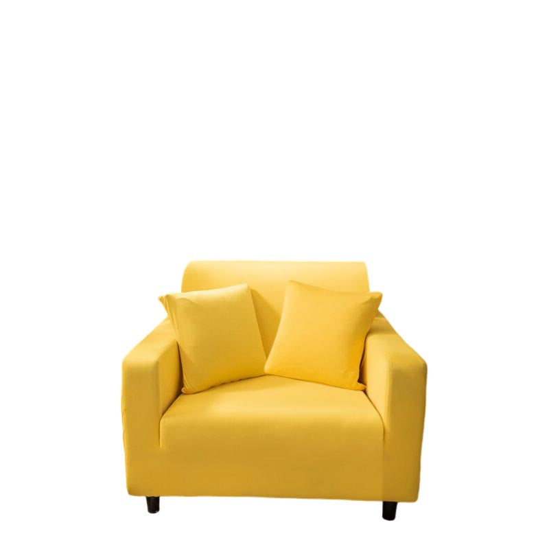 Anyhouz 1 Seater Sofa Cover Plain Yellow Style and Protection For Living Room Sofa Chair Elastic Stretchable Slipcover