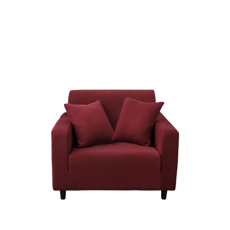 Anyseat 1 Seater Sofa Cover Plain Wine Red Style and Protection For Living Room Sofa Chair Elastic Stretchable Slipcover