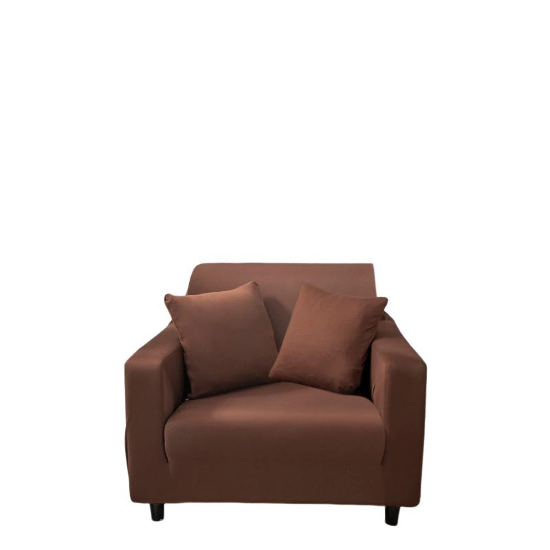 Anyhouz 1 Seater Sofa Cover Plain Light Coffee Style and Protection For Living Room Sofa Chair Elastic Stretchable Slipcover
