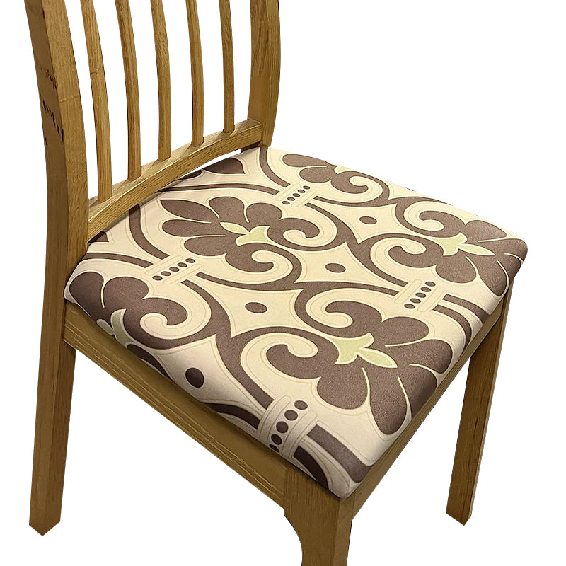 Anyseat Chair Cover Brown Beige Pattern Print Stretch Seat Cover for Home Dinning Kitchen Washable Removable
