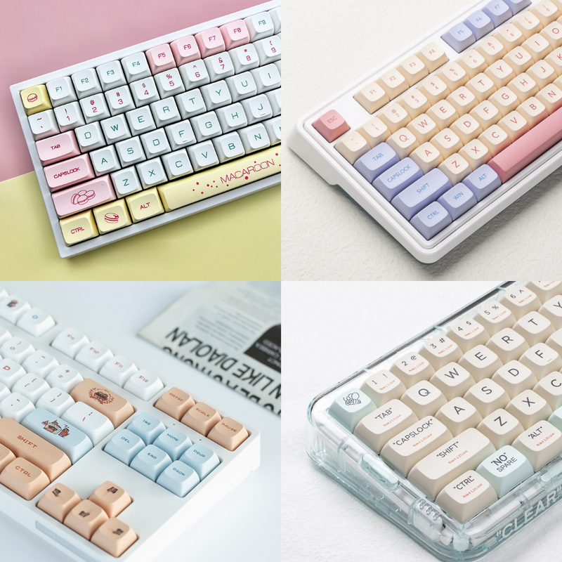 ANYMOB Keycap Keyboard Grey White 132 Keys PBT Dye Sublimation Switch Fit Pack in Bag
