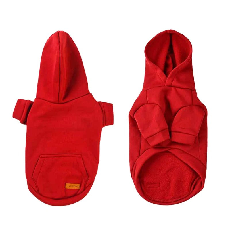 ANYWAGS Pet Clothes Red Warm Fleece Hoodie Jacket with Back Pockets Sweatshirt for Cosplay and Cold Weathers