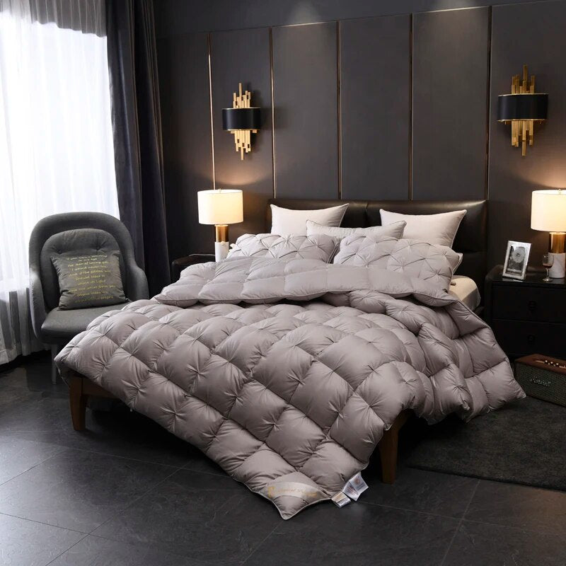 ANYHOUZ Duvet Cover Dark Grey Luxury Breathable Puffer Bed Comforter