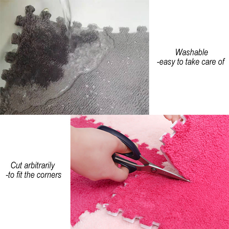 ANYHOUZ  Splicing Mat Light Green 30x30cm 12Pcs Modern Foam Floor Mat Living Room Square Splicable Household Non-Slip Rugs