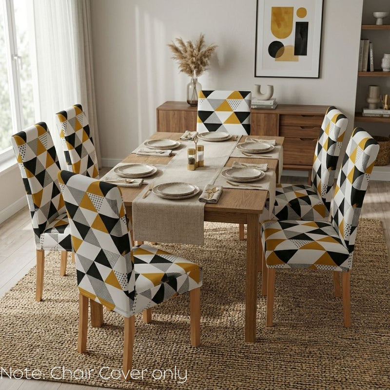 Anyseat Tri Color Geometric Design Pattern Print Elastic Chair Cover – Plain Dining Slipcover & Home Décor