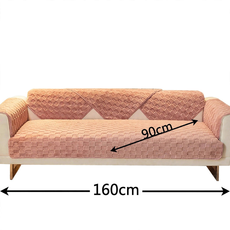 Anyseat Sofa Towel Super Soft Dark Pink Velvet Plush Non-slip Sectional Sofa Covers for Living Room Thick L-shape Couch Covers