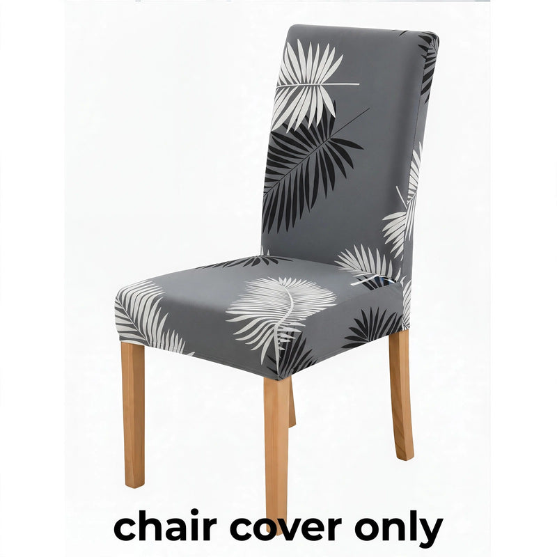Anyseat Gray Leaf Print Elastic Chair Cover – Plain Dining Slipcover & Home Décor